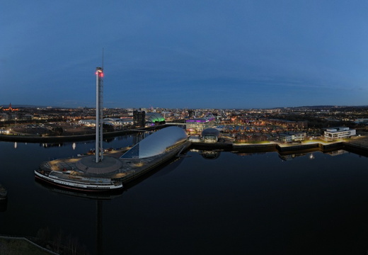science center tower dusk