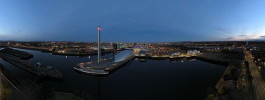 science center tower dusk
